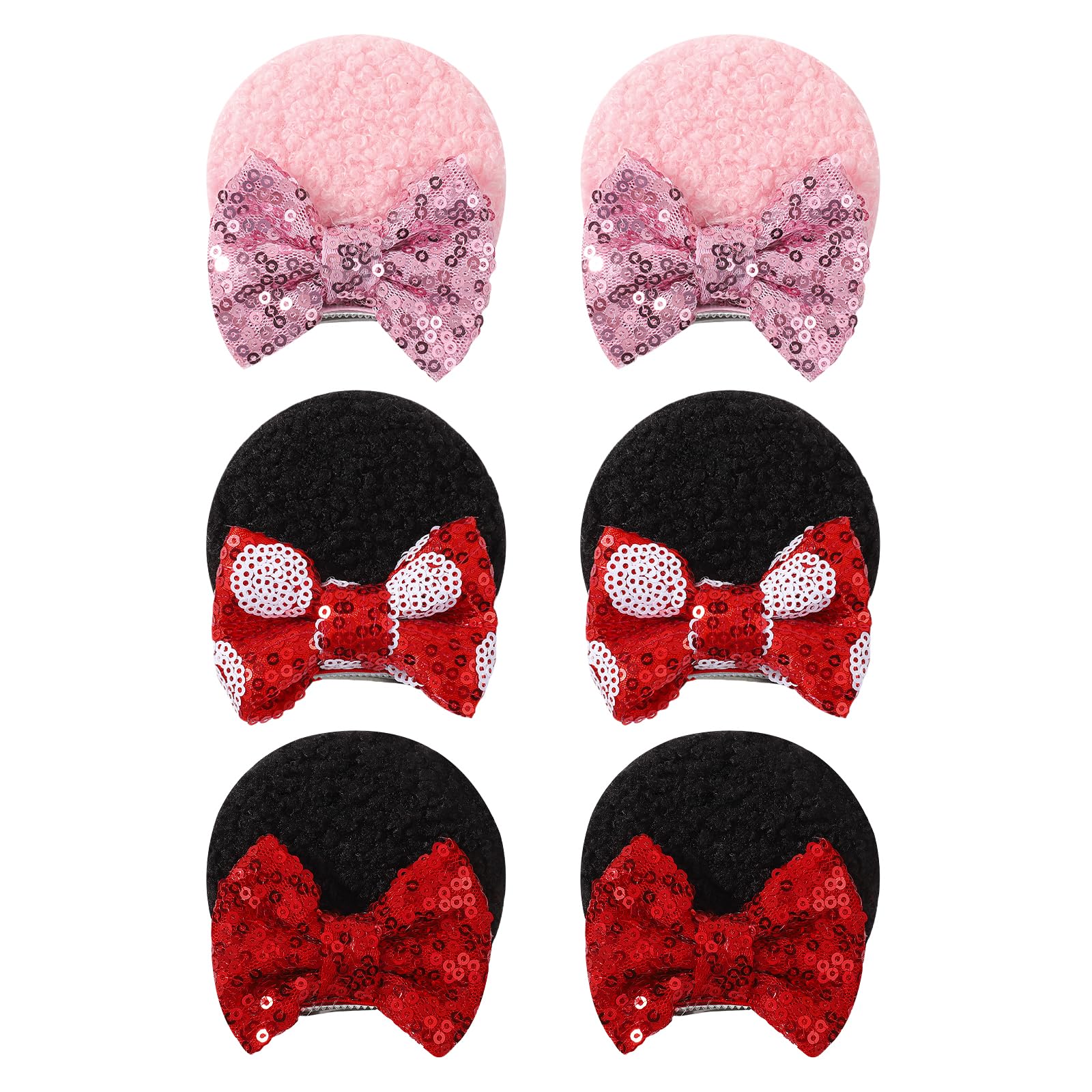 Photo 1 of Choicbaby 6 PCS Hair Bow for Gilrs Mouse Ears Sequin Clips Polka Dot Bow with Alligator Clip Mice Ears Hair Bows Barrettes Princess Cosplay Hair Accessories for Baby Girls Toddlers Infant Fine Hair