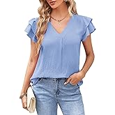 MOLERANI Women's Dressy Casual Shirts Ruffle Short Sleeve V Neck Work Blouses Business Summer Tops 2025 Outfits Clothes