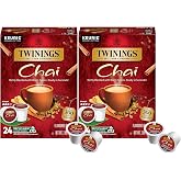 Twinings Chai Black Tea K-Cup Pods for Keurig Brewers, 24 Count (Pack of 2) | Sweet &amp; savory spice flavors, cinnamon, cardamom, clove &amp; ginger, bold taste, vibrant aroma, caffeinated, hot or iced