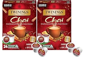 Twinings Chai Flavoured Black Tea K-Cup Pods for Keurig, Naturally Sweet and Savoury Spice Flavours, Caffeinated, 24 Count (Pack of 2)