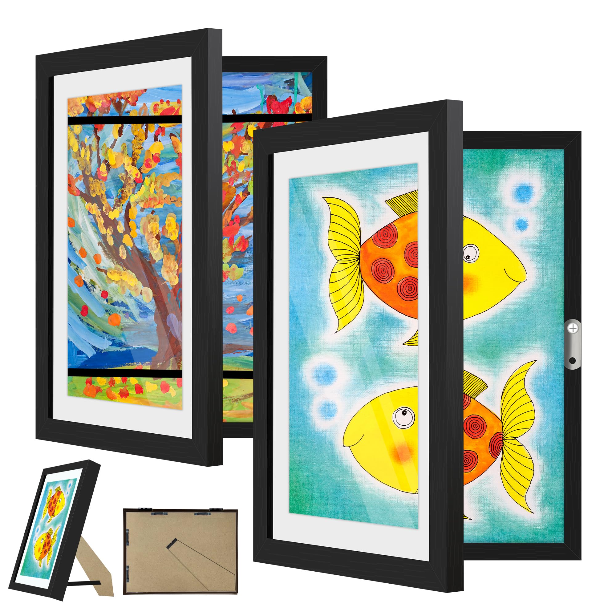 2 Pack Kids Artwork Display Frame, Kids Art Frames Front Opening A4, Childrens Storage Frame Changeable, Child Multiple Picture Frame Drawing Hanging Art, Hold 50-100 PCS, Black — image 1