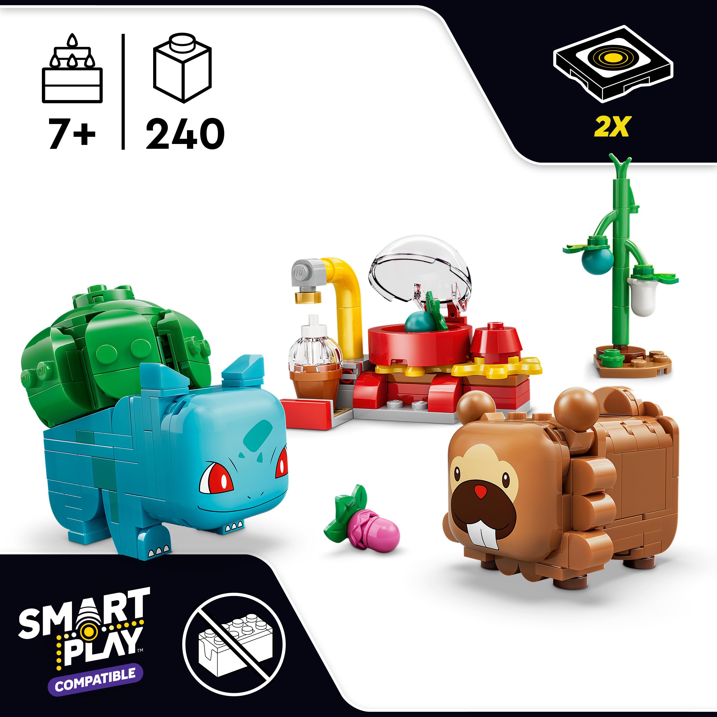 LEGO Pokémon SMART Play: Beerenfete mit Bisasam und Bidiza - kompatibles interaktives Set mit 2 SMART Tags und 2 Pokémon Figuren - Geschenkidee für Kinder ab 7 Jahren - 72155 2