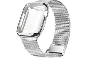 Geoumy Metal Magnetic Bands Compatible for Apple Watch Band 41mm with Case, Stainless Steel Milanese Mesh Loop Replacement Strap Compatible with iWatch Series 11-1 SE Women Men, Silver