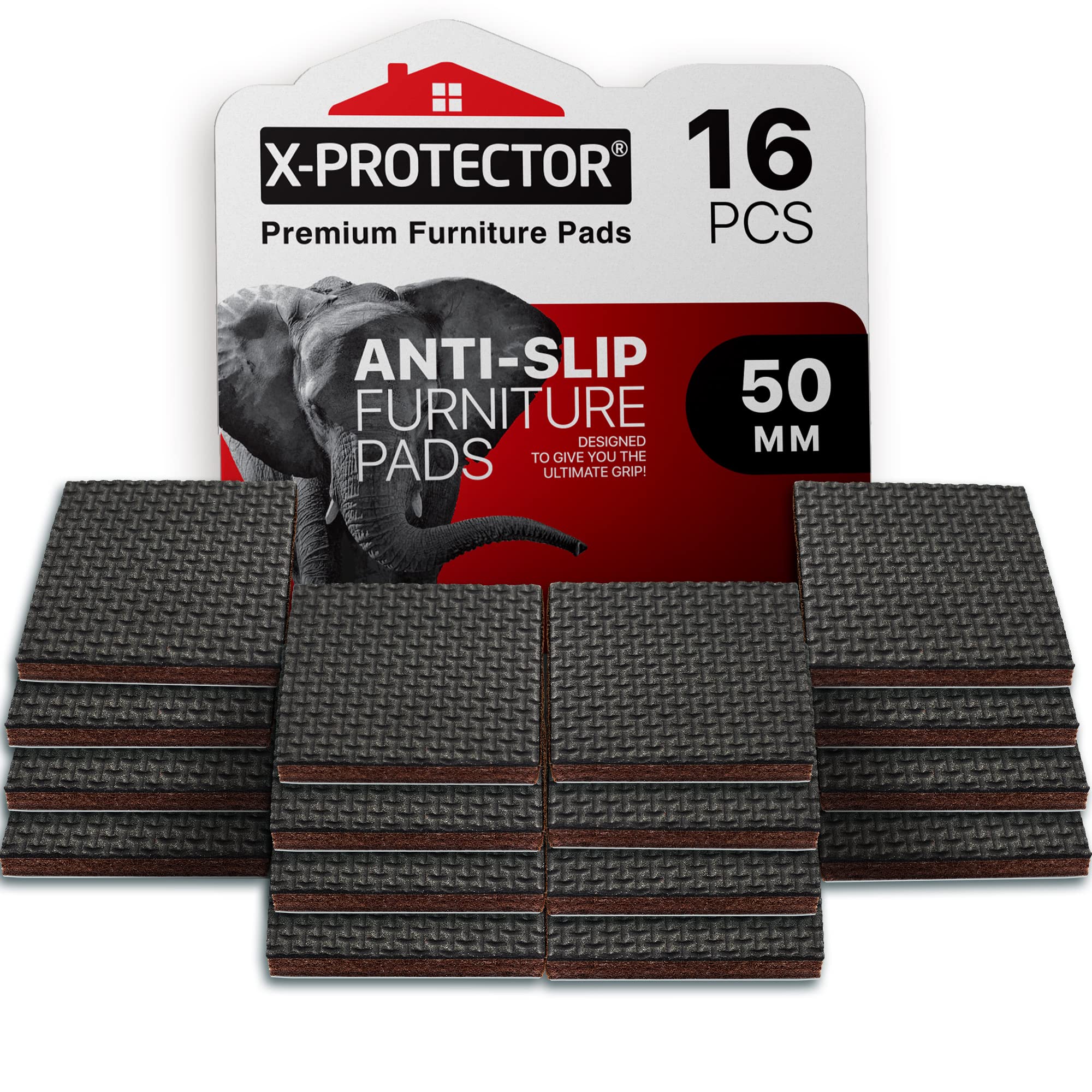 FURNITURE PADS X-PROTECTOR - PREMIUM NON SLIP PADS - 16 pcs 50mm - Floor Protector Pads - Rubber Feet for Furniture Feet - Ideal Floor Protectors to Keep Furniture in Place.