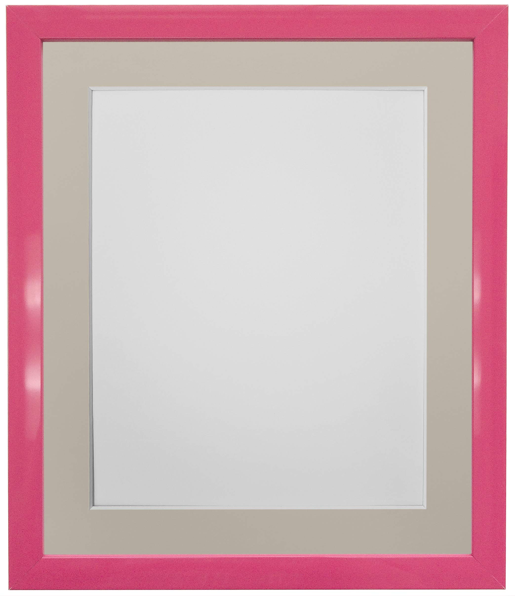 FRAMES BY POST 0.75 Inch Pink Picture Photo Frame With Light Grey Mount A4 Image Size 9 x 6 Inch Plastic Glass