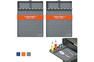 BreBbuming 2PCS Upgraded Silicone Grill Mat Compatible with Blackstone Barbeque Grill Accessories Side Shelf Mat Grill Pad Spatula Mat for Outdoor Grill, Kitchen, Countertop, Gray, 16'' x 11.5''