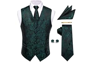 YourTies Mens Victorian Vest Tie Set Silk Paisley Suit Vests Formal Waistcoat Gothic Steampunk Vest with Notched Lapels