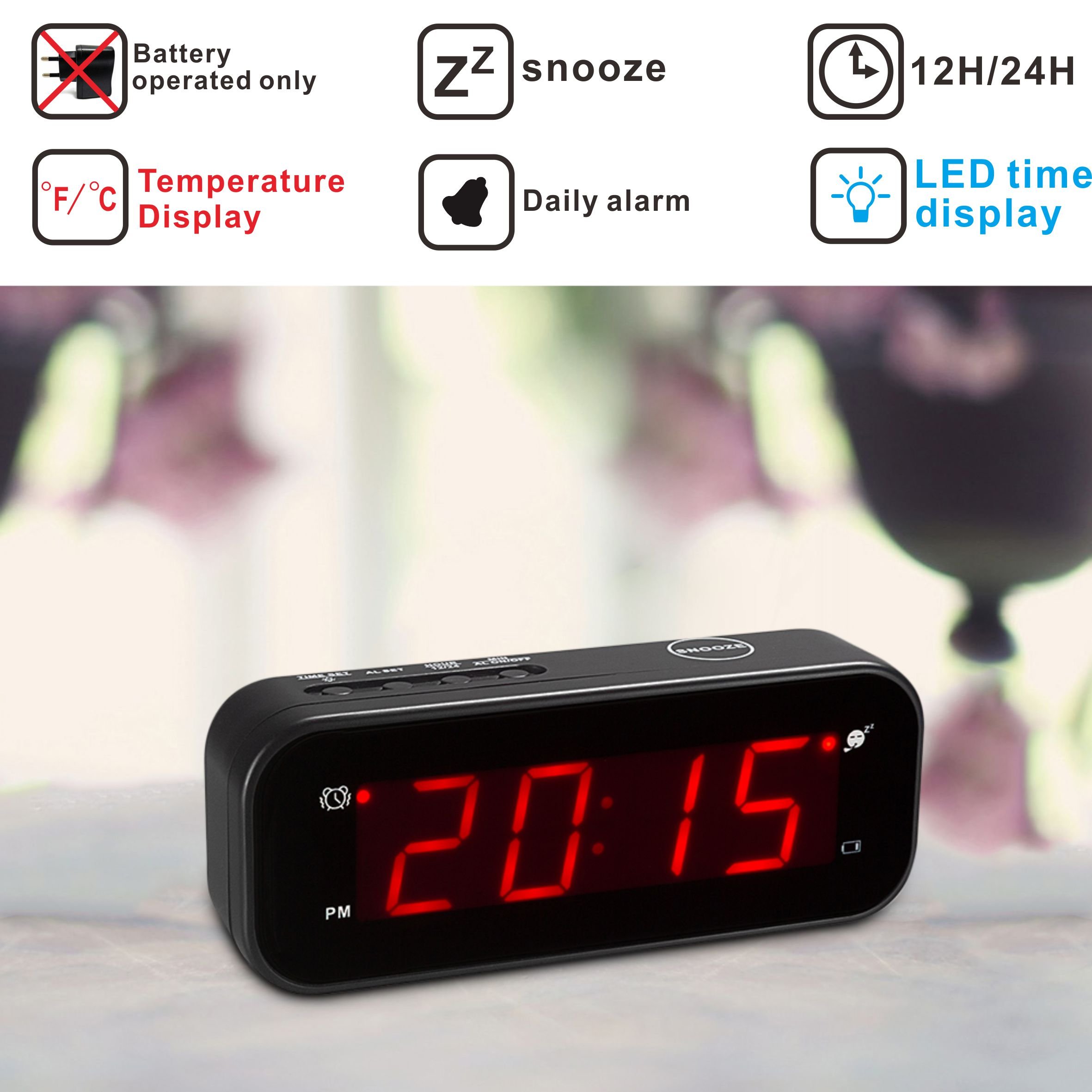 Kwanwa Small Digital LED Alarm Clock Battery Powered with Temperature ℃/℉ 747180287912 eBay