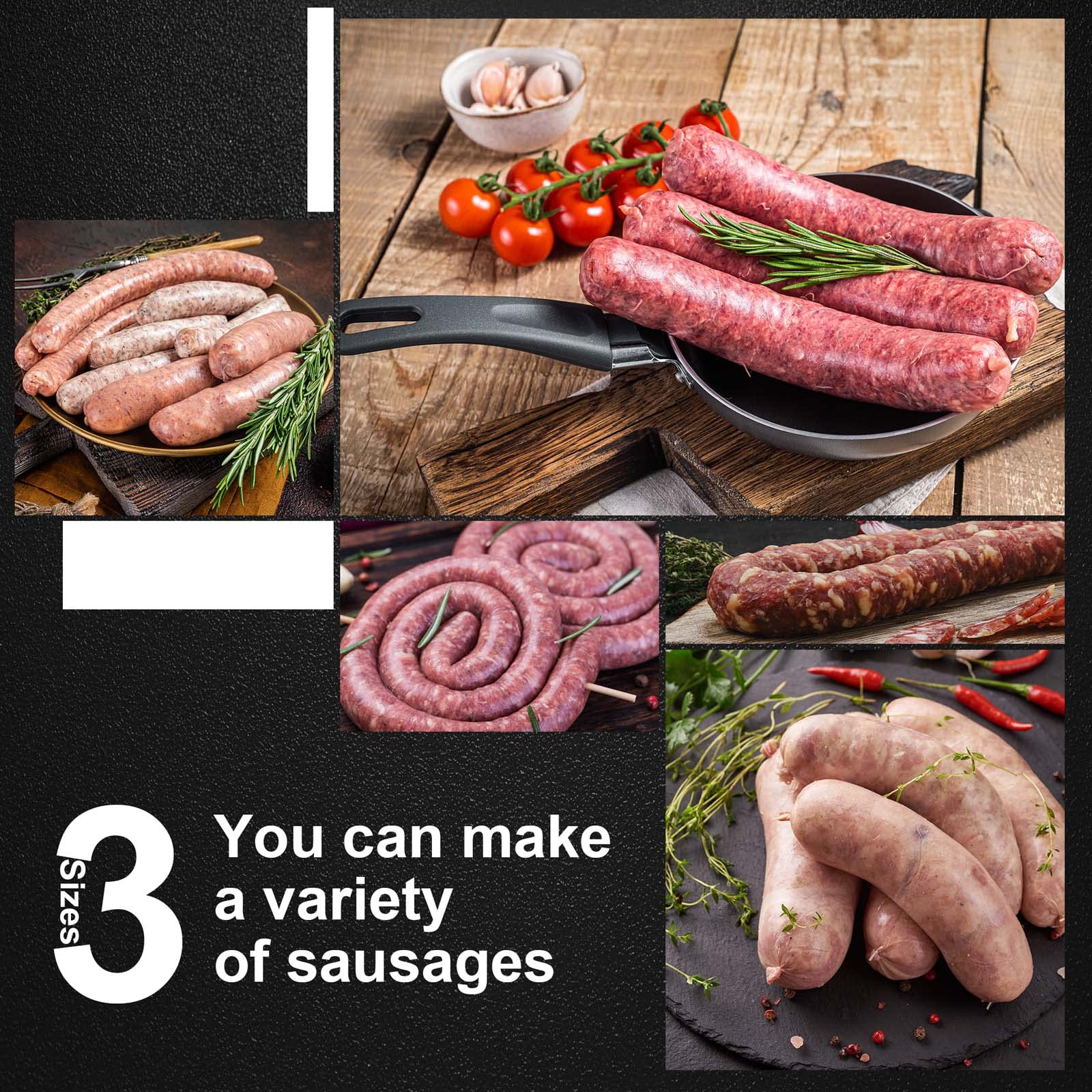 3 Sizes Stainless Steel Sausage Stuffing Tubes and Sausage Stuffer Funnels for LEM Sausage Stuffers