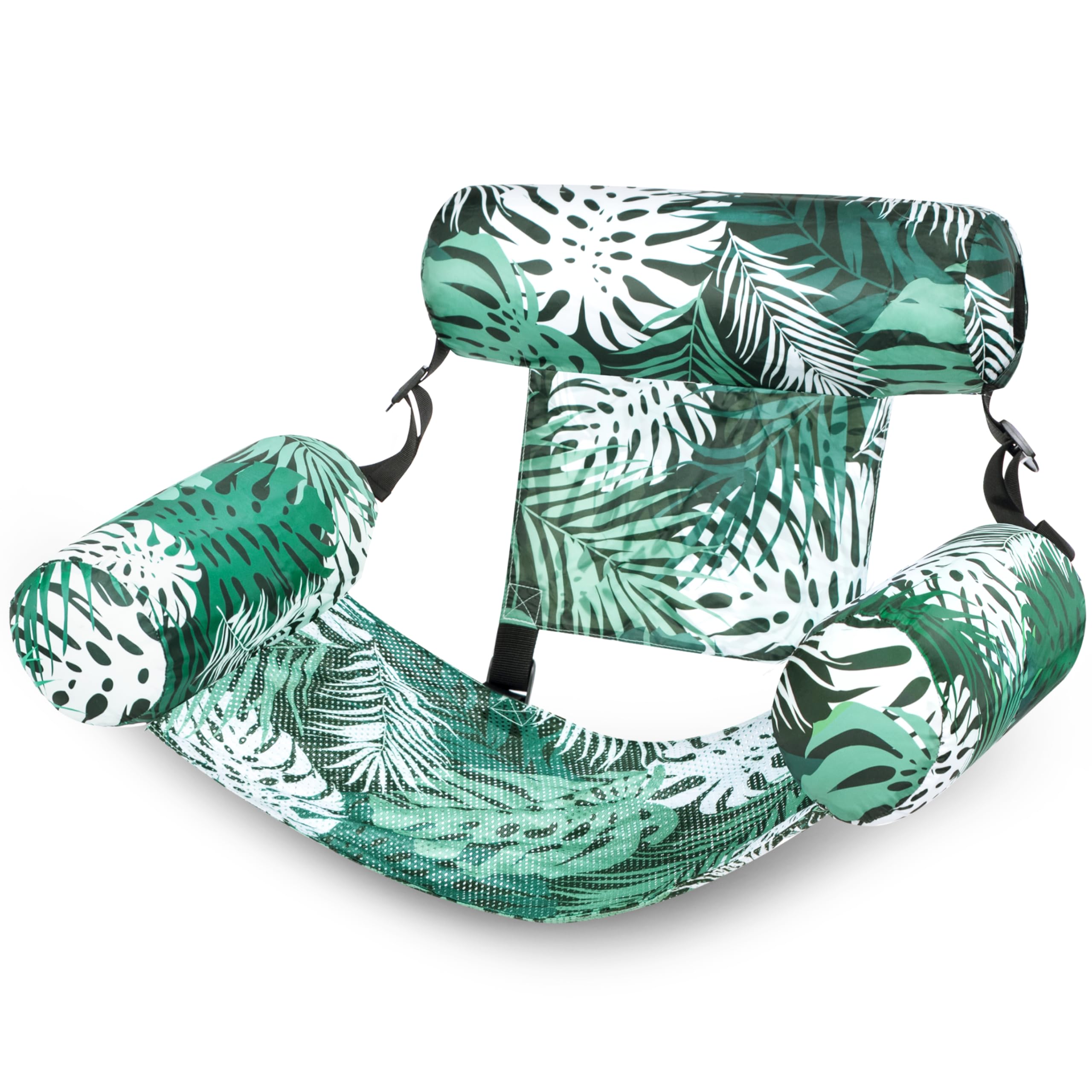 SLOOSH Pool Floats Chairs Adult,Inflatable Pool Lounge,Plant Pattern Floating Mat Hammock,Blow up Water Chairs Noodles rafts for Party Summer Water Beach Fun,Green Leaves