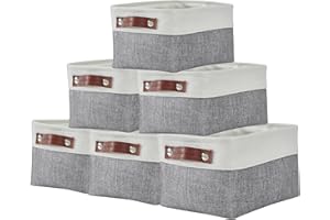 DECOMOMO Storage Baskets for Shelves Durable Small Storage Bins, Grey and White - Pack of 6