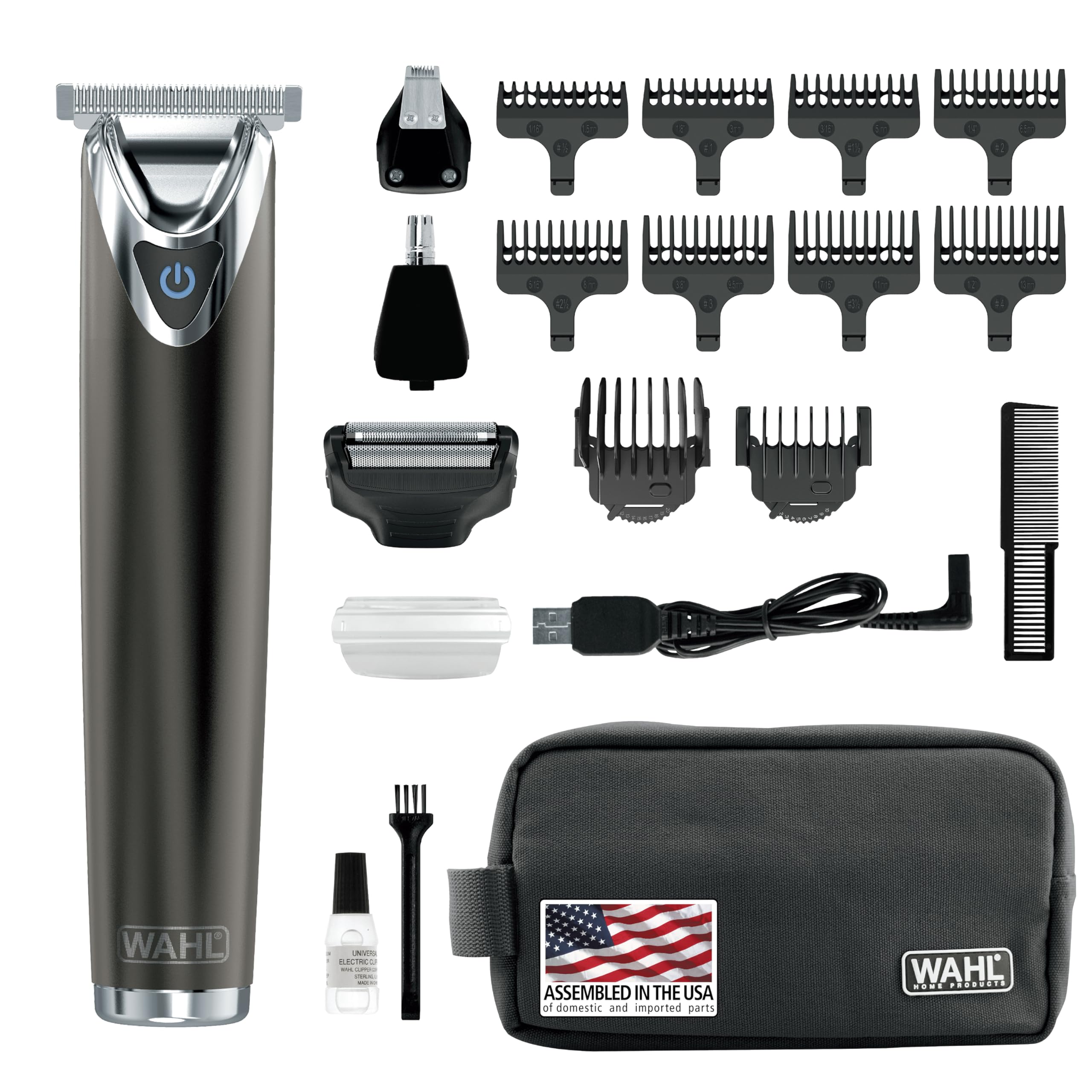 Photo 1 of *****MISSING ASSEMBLY PIECES***** WAHL USA Stainless Steel Lithium Ion 2.0+ Slate Beard Trimmer for Men - Electric Shaver, Nose Ear Trimmer, Rechargeable All in One Men's Grooming Kit - Model 9864