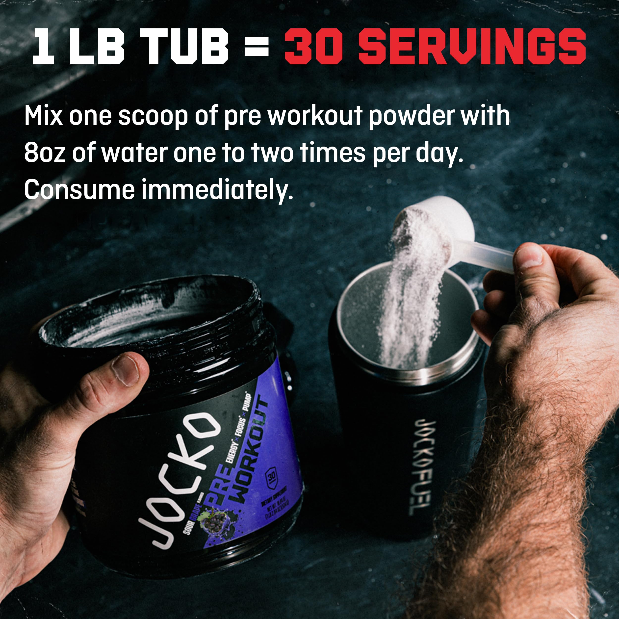 JOCKO FUEL Ultimate Pre Workout Powder - Pre-Workout Energy Powder Drink for Men & Women - High Stim Sugar-Free Nootropic Blend to Support Muscle Pump, Energy, & Recovery 200mg Caffeine Sour Grape