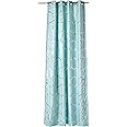 Intelligent Design Raina Total Blackout Metallic Print Grommet Top Single Curtain Panel Thermal Insulated Light Blocking Drape for Bedroom Living Room and Dorm, 50x84, Aqua/Silver 1 Piece