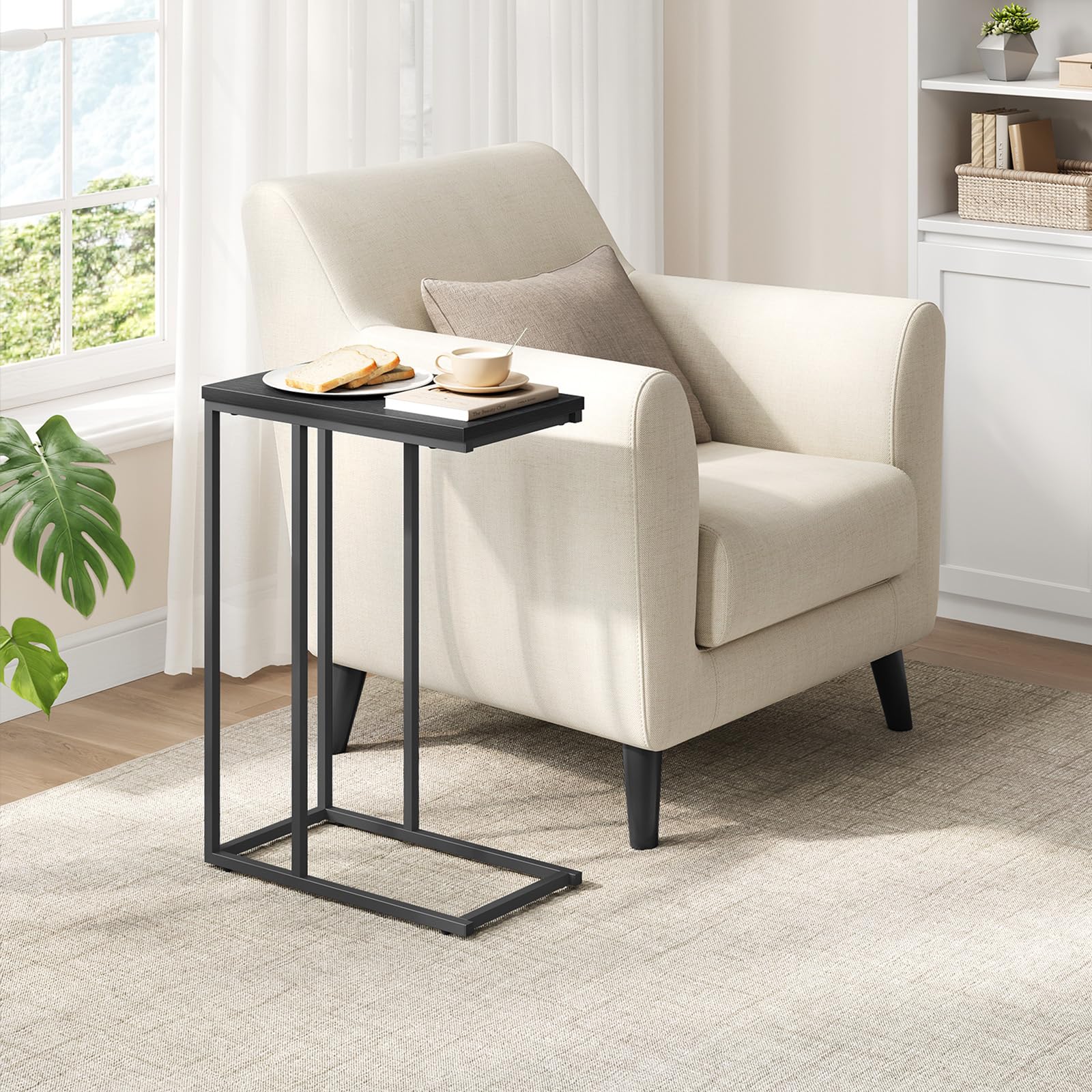 WOLTU Beistelltisch,Couchtisch C Form，Sofa Tisch mit Metallgestell 3