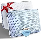 Sofslee Gel Memory Foam Pillows Standard Size Set of 2, Medium Firm Orthopedic Pillow for Neck, Shoulder Pain Relief, Cooling Support for Side, Back, Stomach Sleepers, Breathable Washable Cover