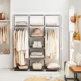 Songmics Folding Wardrobe Beige Fabric Closet 175 x 150 x 45 cm RYG12M view 4