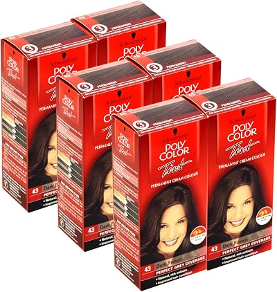 Schwarzkopf Poly Color Permanent Hair Colour Dark Brown 43 - 6 Pack