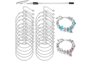 ZYEHXED 20PCS Snake Chain Charm Bracelet with Bracelet Helper Adjustable Snake Bracelet Chains with Lobster Clasp Extender Chain for Women DIY Jewelry Making Supplies