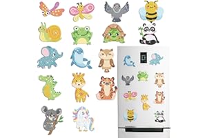 16 Pcs Diamond Art Magnets for Adults Animals Diamond Painting Refrigerator Magnets Rhinestones Art Stickers Kits for Fridge 