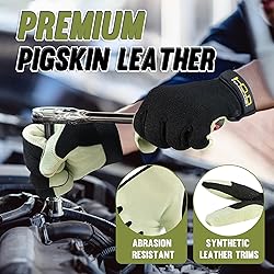 HANDLANDY Leather Work Gloves for Men