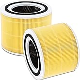 Laukowind for LEVOIT Core 300 Replacement Filter Compatible with Core 300S Core 300-RF Filters 3-in-1 True Filter High - Efficiency Activated Carbon yellow 2 Pack