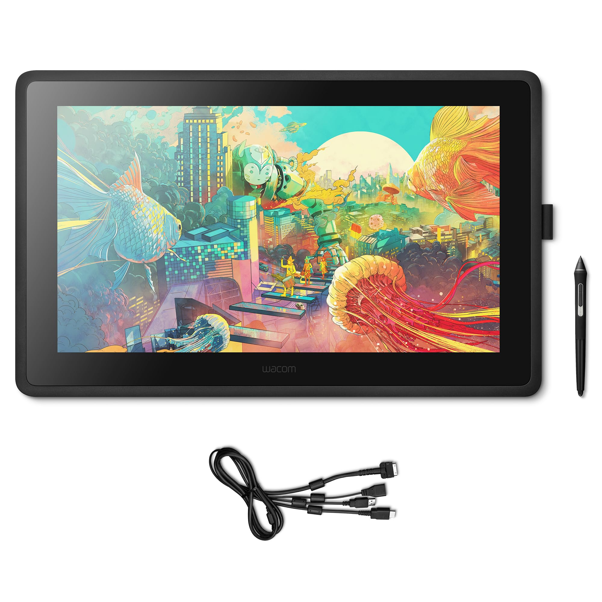 Wacom Cintiq 22 – Tablette De Dessin Avec Écran, Stylet Sans Batterie Et Sensible À La Pression, Compatible Avec Windows Et Mac, Résolution Full Hd