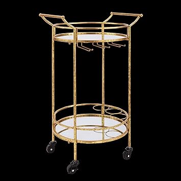 Amazon Com Linon Round Metal Bar Cart In Gold Bar Serving Carts