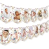 JeVenis Wildflower First Birthday Decorations Birth Month Flower Picture Wildflower 12 Months Photo Banner Wild Flower Party Decorations