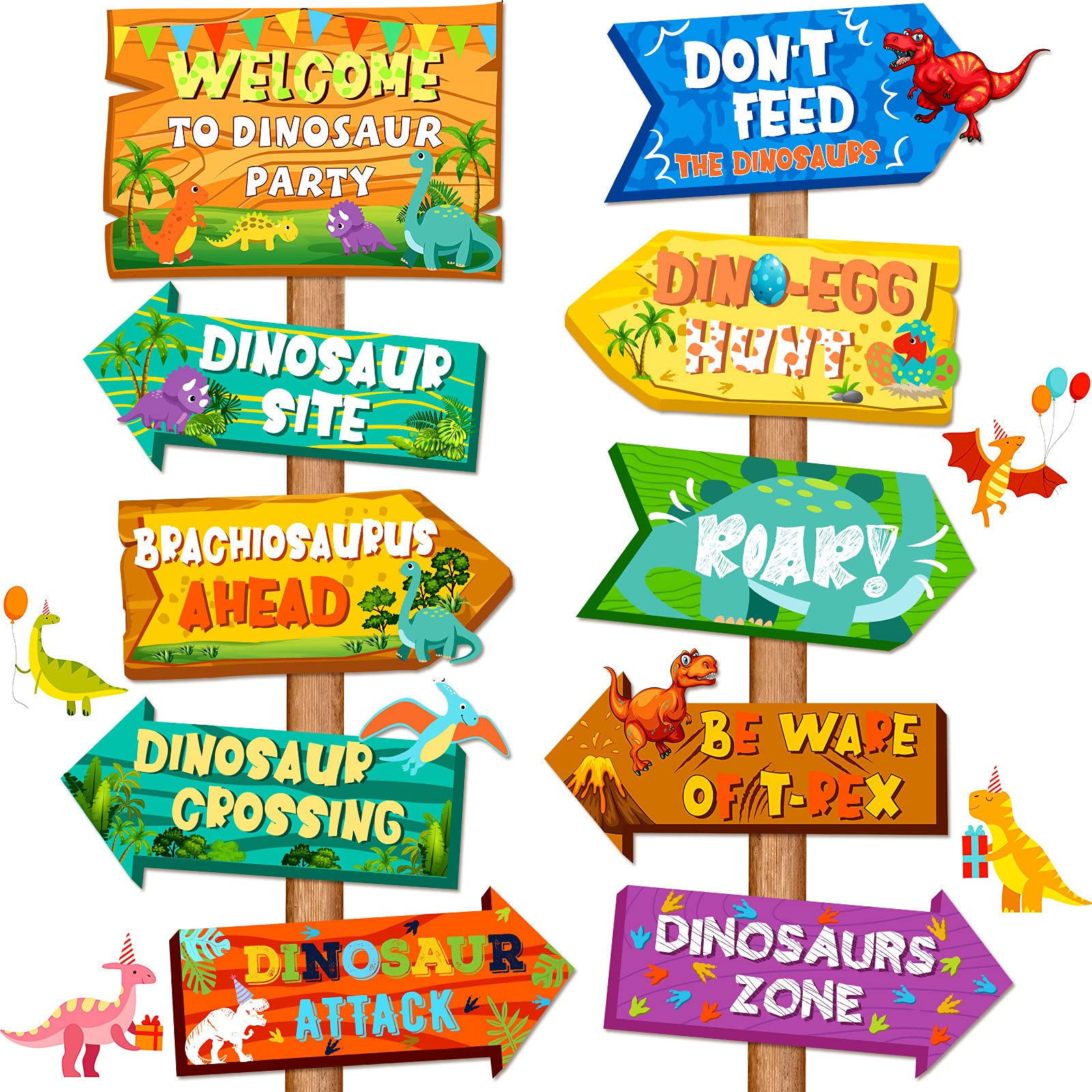 Photo 1 of 20 Pieces Dinosaur Party Decoration Signs Be Ware of Dinosaur Cutouts Directional Dino Welcome Door Yard Sign for Baby Shower Birthday Party Favor Dinosaur Theme Supplies Lawn Outdoor Decoration