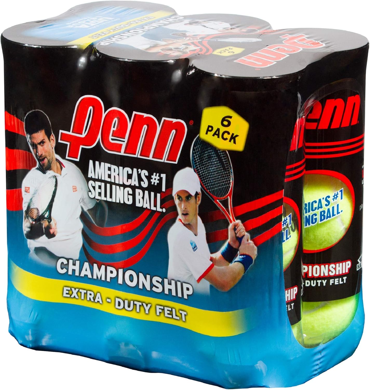 Penn Championship Tennis Balls - Extra Duty Felt Pressurized Tennis Balls - 6 Cans, 18 Balls : Garden & Outdoor