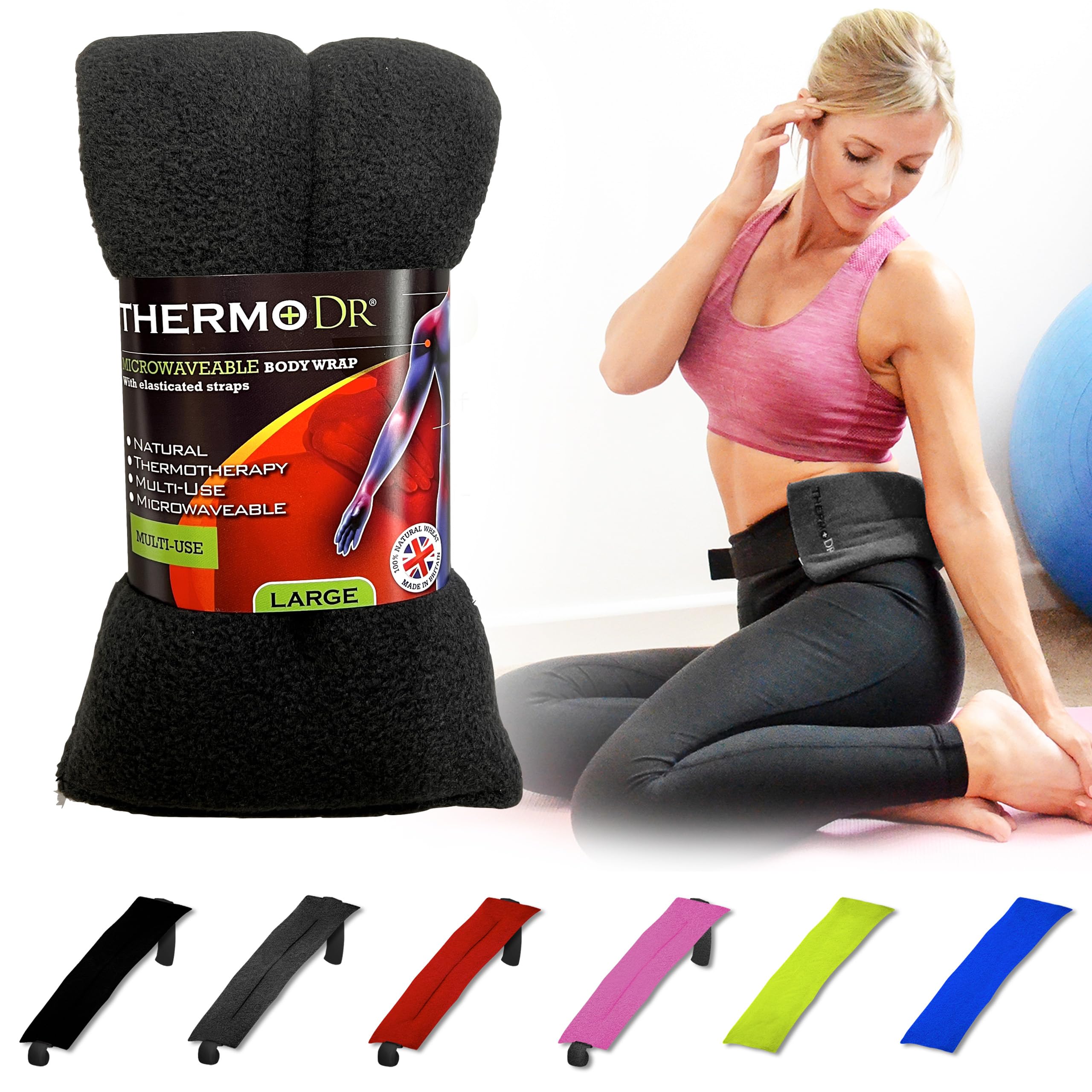 Wheat Bags Microwavable Heat Pack - Body Wrap Microwave Heat Pad with UK Cleaned Wheat & Lavender Scent for Body Discomfort - Back, Shoulder, Stomach & Neck Heat Pad by ThermoDR - Grey