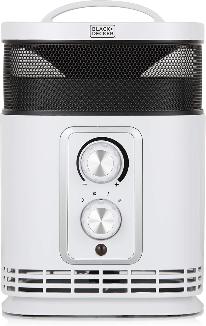 BLACK+DECKER BXSH37001GB Ceramic Lightweight Portable Fan Heater with 360 Degree Distribution