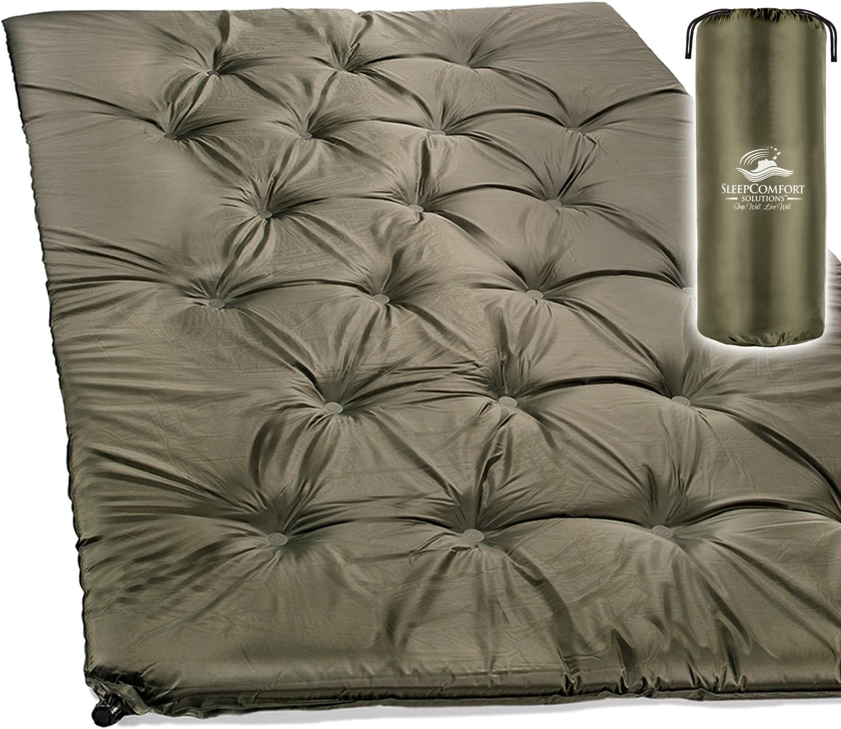 Sleep Comfort Solutions Self-Inflating Sleeping Pad Double XL | Our Most-Comfortable Sleeping Mat in a New Double Size. It Insulates and Cushions Exceptionally Well, Anywhere You're Camping.