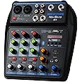 DJ Audio Mixer, DJ Mixers 4 Channel Sound Board with Bluetooth, NEW BAXS Sound Mixer Board XLR/1/4" Interface, USB/MP3 Computer Input 48V Phantom Power Stereo DJ Studio Streaming KTV Stage