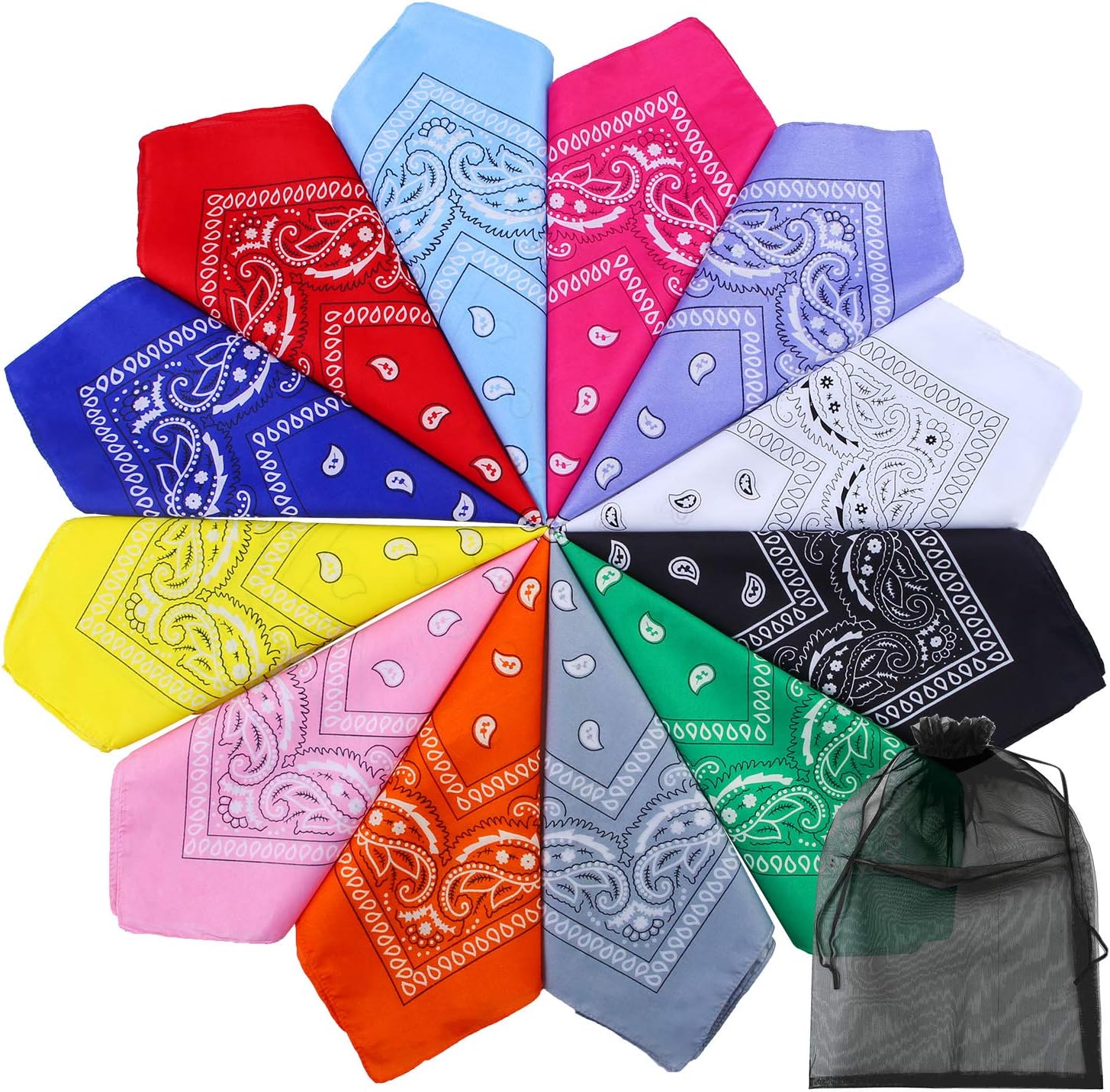 URATOT Novelty Bandanas Paisley Print Cowboy Bandana Handkerchiefs, Assorted Colors