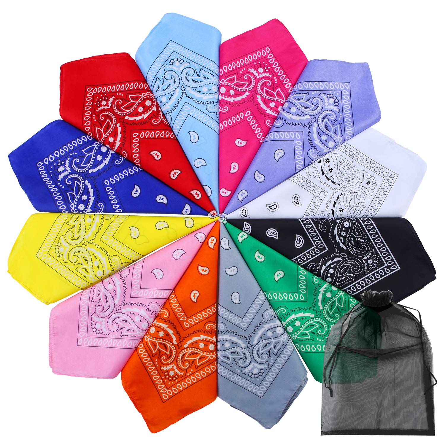URATOT Novelty Bandanas Paisley Print Cowboy Bandana Handkerchiefs, Assorted Colors