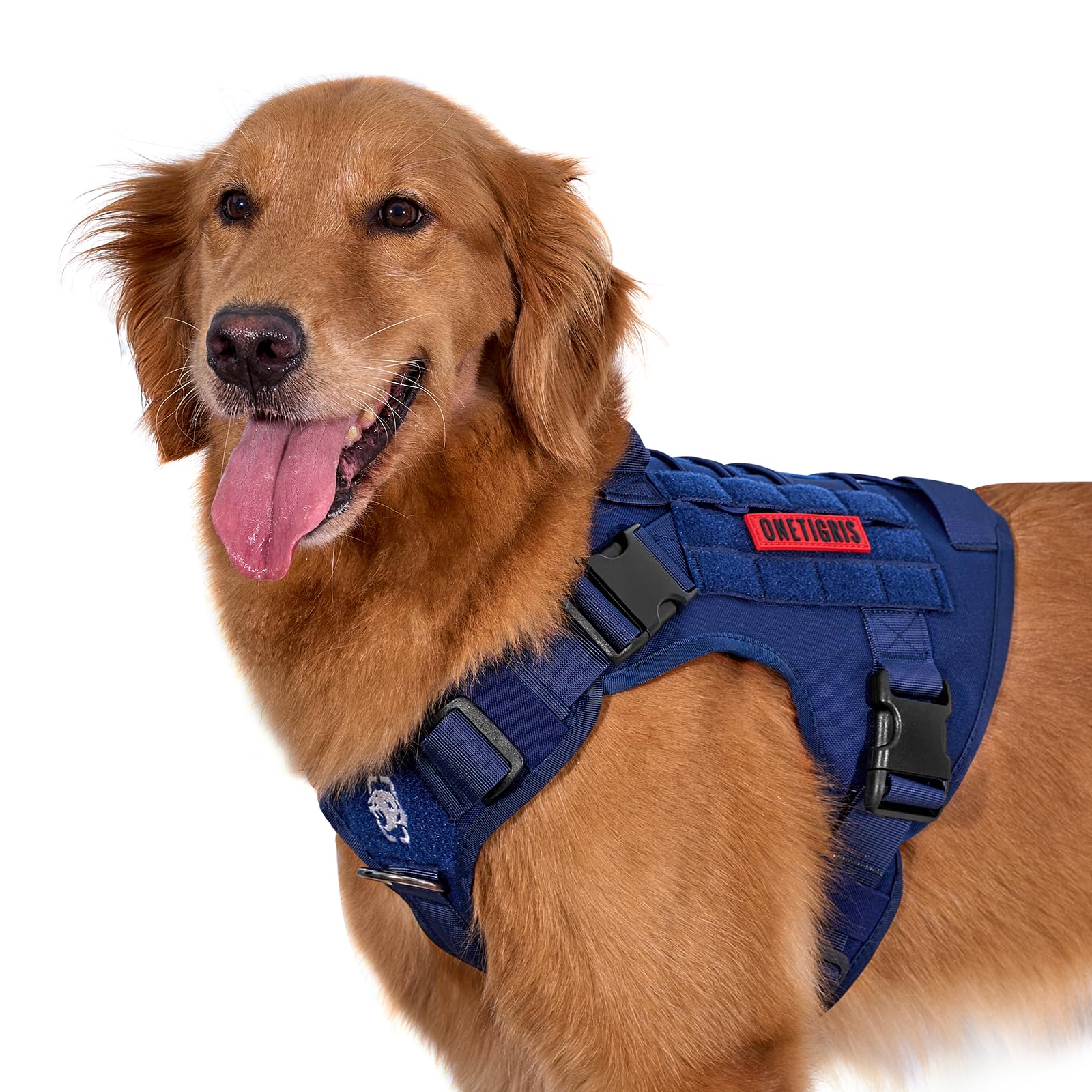 OneTigris Tactical Dog Harness Vest with Handle, Military Style, No-Pull Service Dog Vest, Adjustable Dog Vest Harness for Large Medium Dogs, Walking Hiking Training