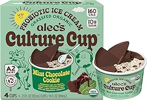 Alec's CULTURE CUP™ Probiotic A2 Dairy Organic Ice Cream - Mint Chocolate Cookie 3.5oz 4-Pack