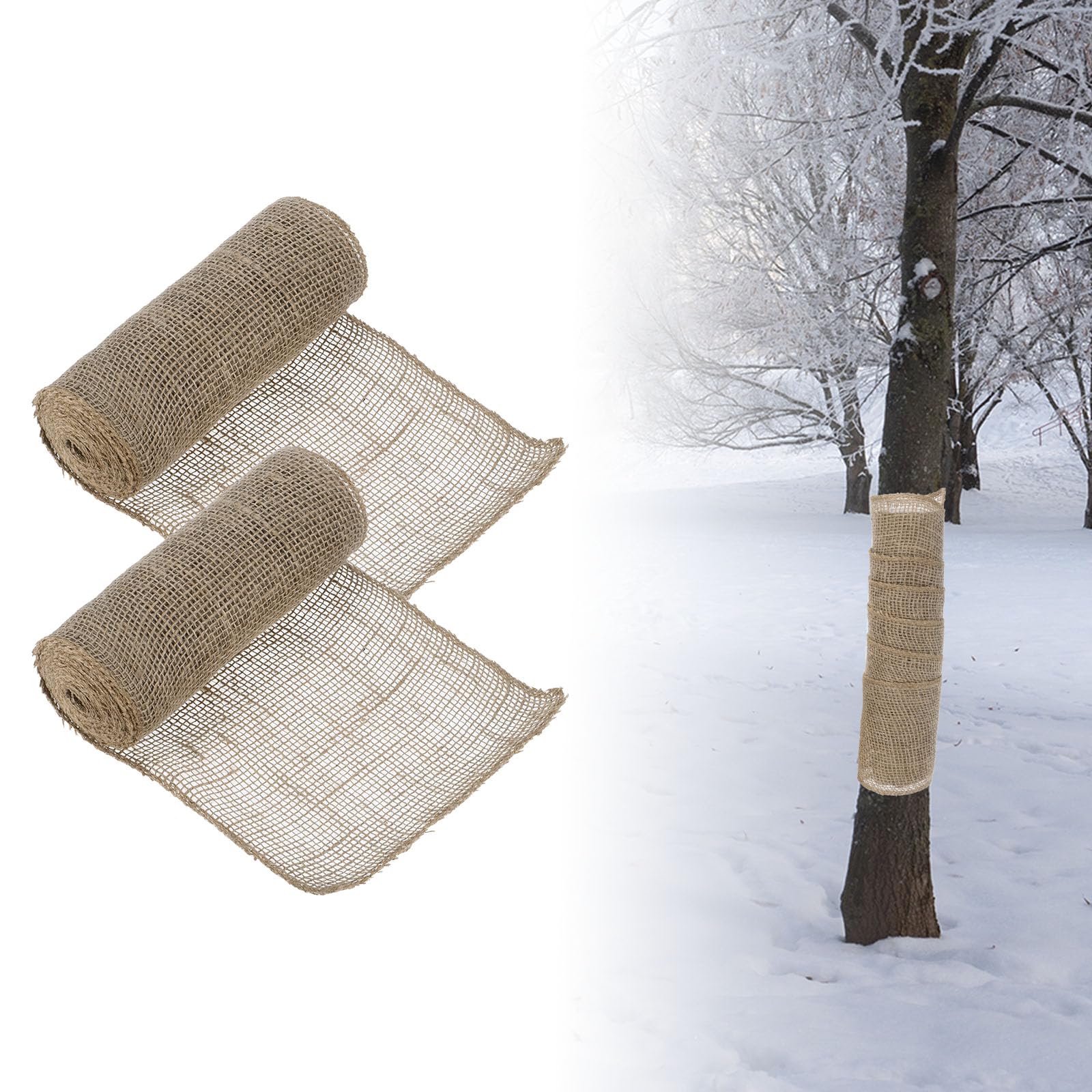 PATIKIL 2 Rolls Natural Burlap Tree Wraps for Winter 16.4Ft x 7.9In Winter Tree Trunk Protector Wrap Plant Covers Freeze Protection Bandage for Keep Warm & Moisturizing