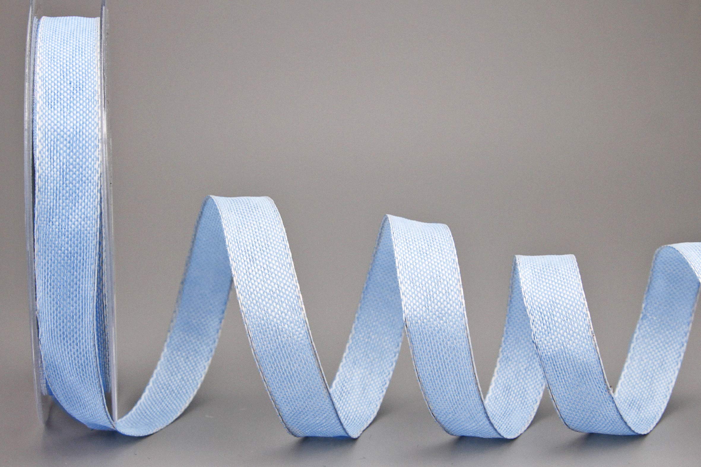 Oliver Decorative Ribbon Light Blue (153) 20 m x 15 mm Roll Fabric Ribbon with Wire Edges Slightly Shiny Linen Look Taffeta Ribbon Coarse Woven Christmas Advent