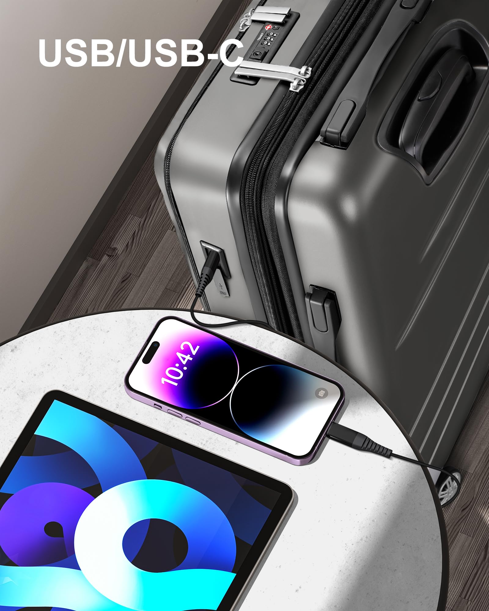 Carry On Luggage Airline Approved,Expandable PC Hard Shell Suitcase with wheels,Front Opening Suitcases