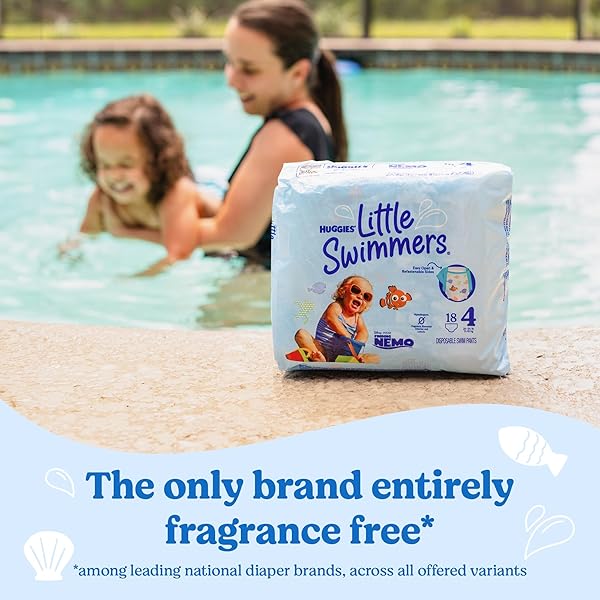 HUGGIES LITTLE SWIMMERS DISPOSABLE SWIMMING DIAPERS, SIZE 4 (24-34 LBS), 18 CT
