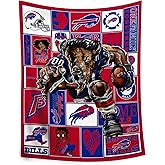 DCJRH Original American Football Series: Buffalo Throw Blanket (L60 xW50) Bold 3D Effect Use Throw for Outdoor, Travel, Vacation, Nap, and Relaxation or Game Day for Fans