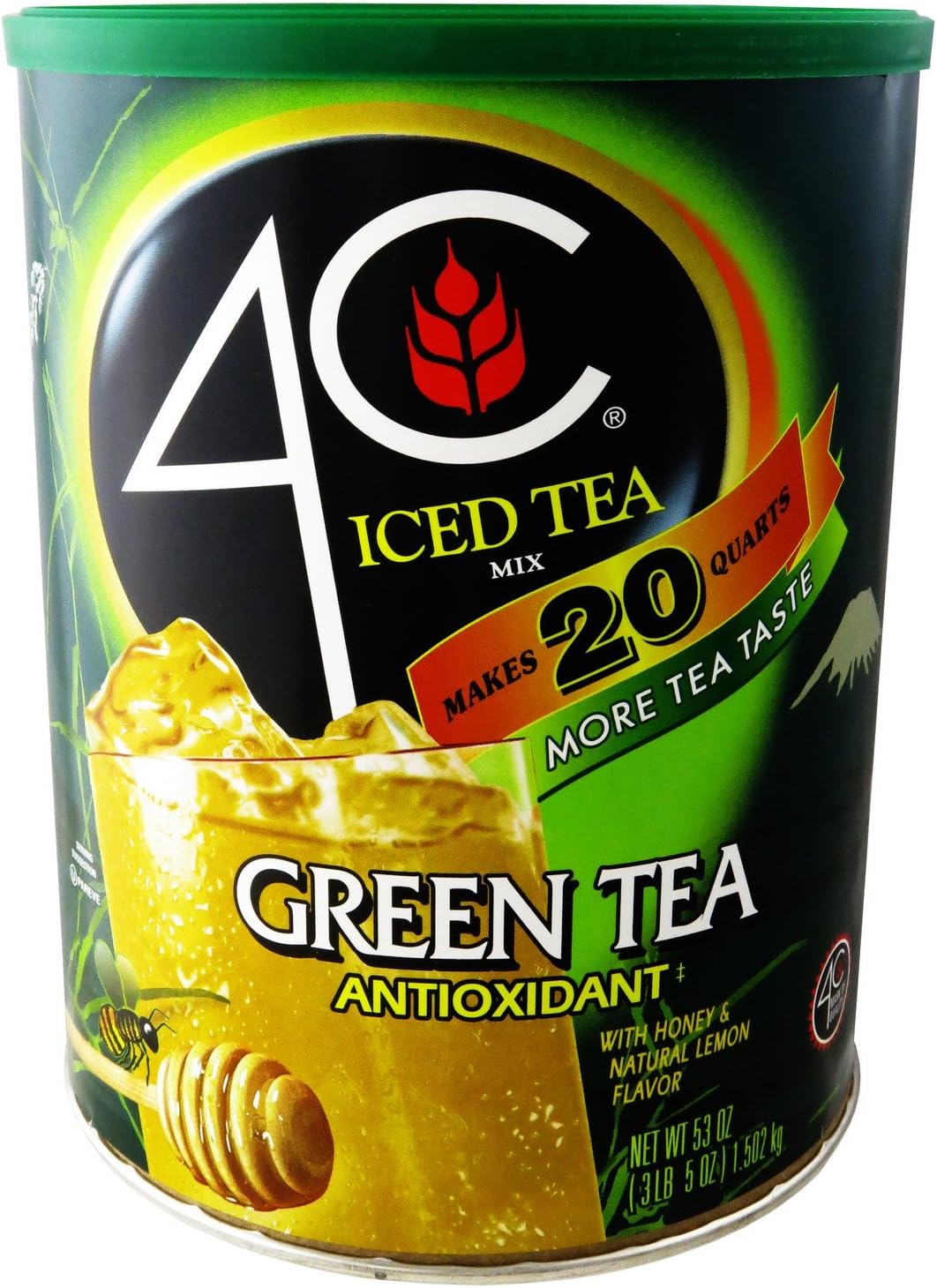 4C Ice Tea Mix - 53oz - Makes 20 Quarts - Choice of 5 Flavors (Green Tea)