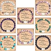 Svovin 8Pcs Cross Beaded Bracelet for Women Christian Gifts Religious Cross Bracelet 8mm Natural Stone Bracelet Christian Jewelry Faith Gift