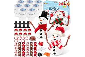 JOYIN Christmas Build Your Snowman Craft Kit, 24 Pack DIY Snowman Craft Kit for Christmas Arts and Craft Activities, Xmas Gif
