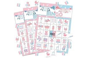 WENHIHSIY Gender Reveal Bingo Game Cards for Adults, Neutral Bingo Cards Game for Family Holidays Friends Gatherings, Ideal for Baby Shower Party Game, 24 Players Gender Reveal Party supplies Favors, 011