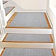 SMILOOL Non Slip Stair Landing Rug for Wooden Steps Indoor, Stair Landing Mat Square 31" x 31" Landing Rugs for Wood Stairs, Carpet Stair Treads Matching Mats for Pet, Light Grey