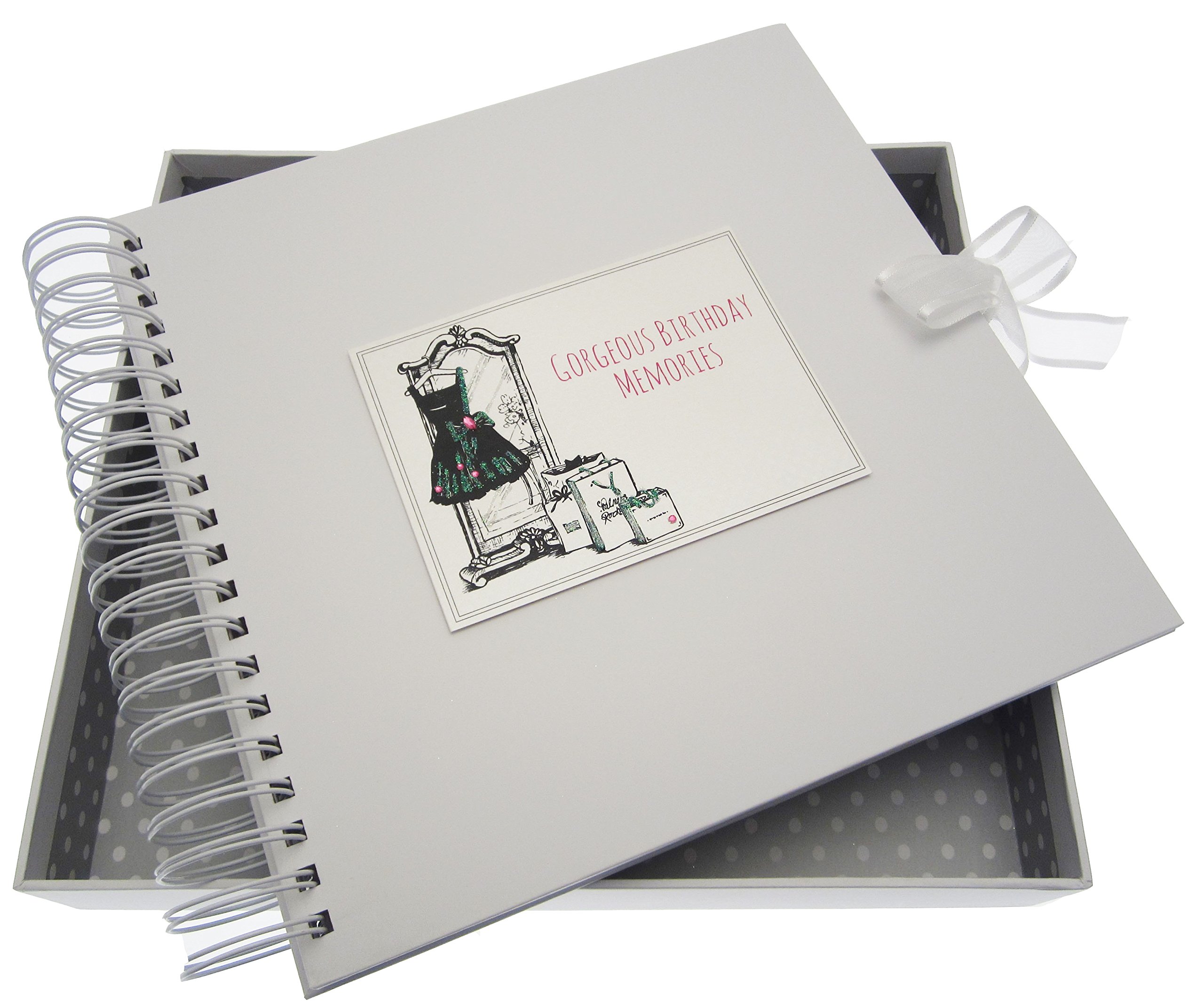 White Cotton Cards Birthday Card and Memory Book, Black Dress, Bags, Board, 27 x 30 x 4 cm